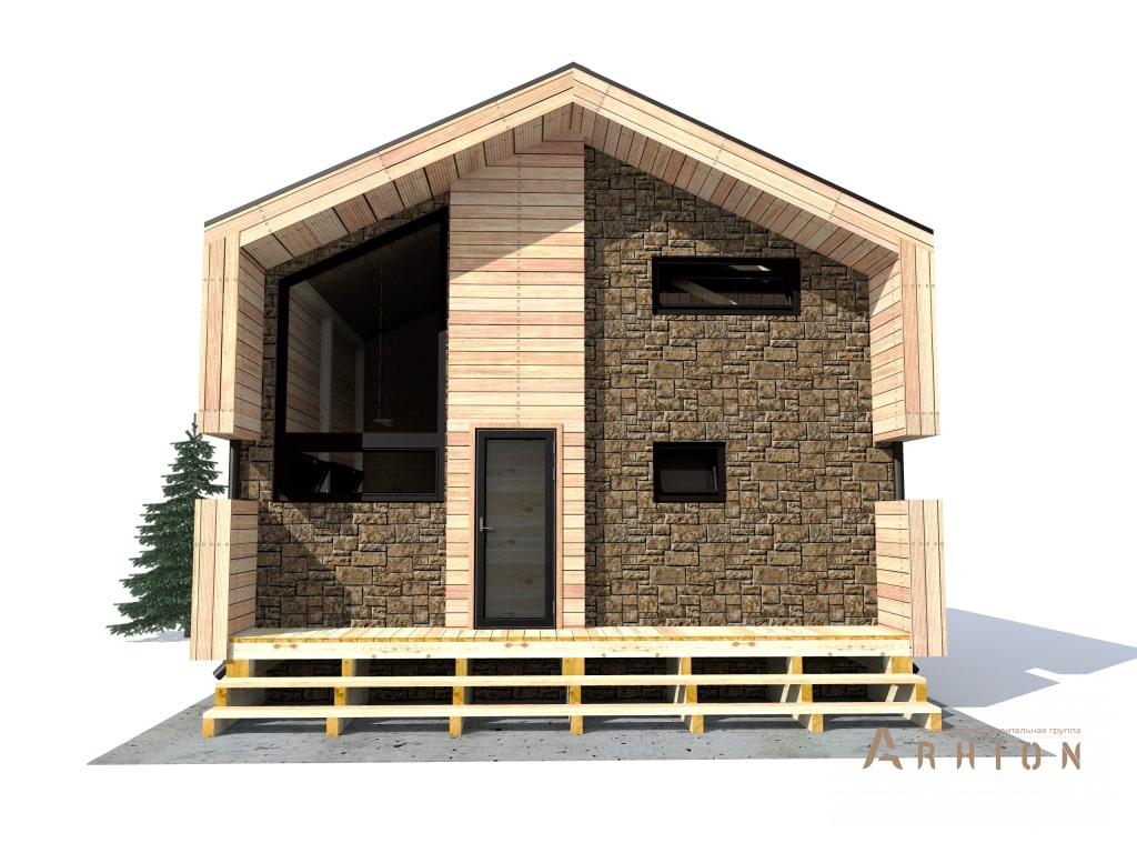 4. Проект одноэтажного дома в стиле барн с двускатной кровлей, l-50, площадью - 51 кв c мансардой, сауной, терассой